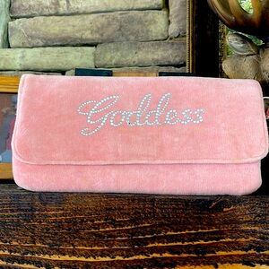 Pink velvet clutch